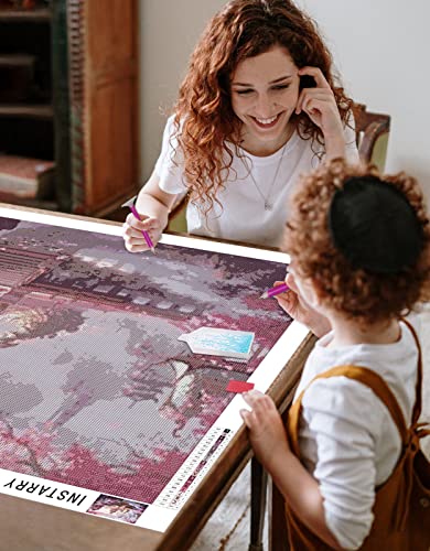 Instarry DIY 5D Diamond Painting Kits for Adults Full Drill Cherry Blossom Landscape Cross Stitch Mosaic Home Decor Living Room 47.2x23.6 inch - Image 4