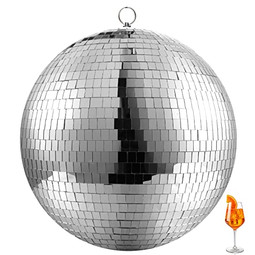 Meooeck Jumbo Disco Ball 20 Inch Glass Mirror Ball For Disco Party, Jumbo Mirror Ball With Hanging Ring Rotating Mirror Ball For Dj Club Bar Stage Props Home Wedding Holiday Christmas Party Decoration #TOP25