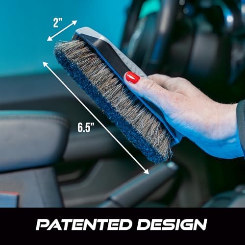 VIKING Leather Cleaner Brush, Horsehair Bristles for Car Interior, Cleaning Brush for Car and Home, Grey, 6.5 x 2.8 x 2 inch — view 5