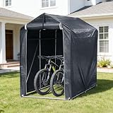 Monucep 187 x 165 x 100 cm, resistente alle intemperie, telo in polietilene da 160 g, tenda da garage con telaio in acciaio zincato, protezione UV e porta con cerniera, per 2 biciclette, attrezzi da