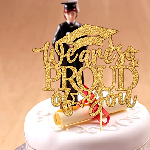 We Are So Proud Of You Cake Topper, You Did It/Congrats Grad, Class Of 2023 Graduation Party Decoration Gold Glitter #TOP3