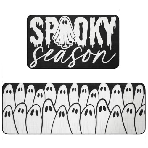 Sonwyoung Ghost Kitchen Rug Set of 2 Halloween Spooky Season Kitchen Mats by Sonwyoung - Used condition - US$18.04
