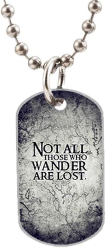Not All Those Who Wander Are Lost Custom Unique Aluminum Oval Dog Tag Id Pendant Necklace Ball Chain