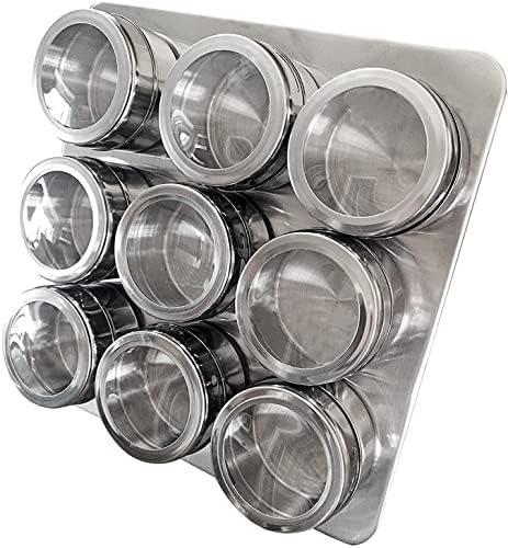 Uncluttered Designs Intergalactic Spice Rack Set With Magnetic Jars, Stand and Wall Mount by (9 Tin)