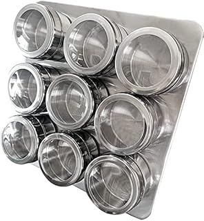 Uncluttered Designs Intergalactic Spice Rack Set With Magnetic Jars, Stand and Wall Mount by (9 Tin)