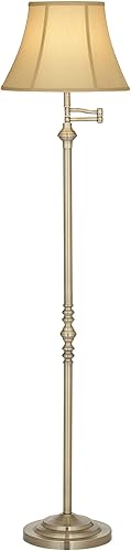 Miniatura 1 de Regency Hill Montebello - Lámpara de pie tradicional ajustable con brazo oscilante de 60 pulgadas de alto, columna de metal de latón antiguo,