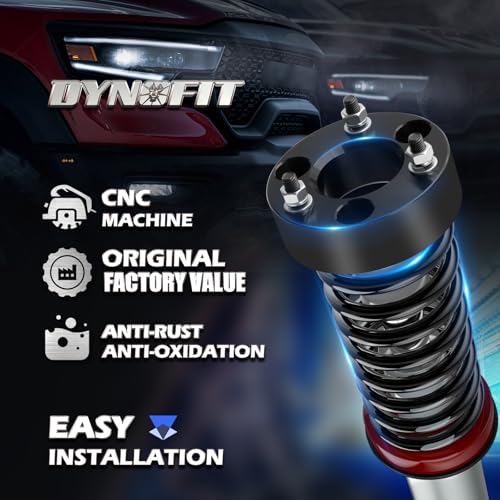 2.5\" Front Leveling Lift Kits for 2006-2019-2023 Dodge Ram 1500 4WD, 2005-2011 Dodge Dakota 2WD, dynofit Raise 2.5 Inch Front Strut Spacer Suspension Lift Kits Lift Spacers