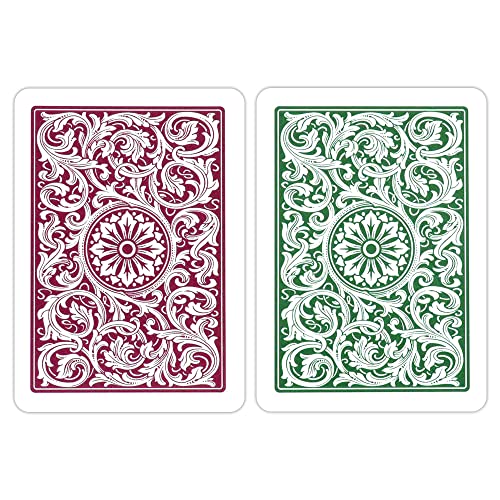 Copag 1546 Design 100% Plastic Playing Cards, Poker Size Green/Burgundy (Jumbo Index, 1 Set) #TOP6