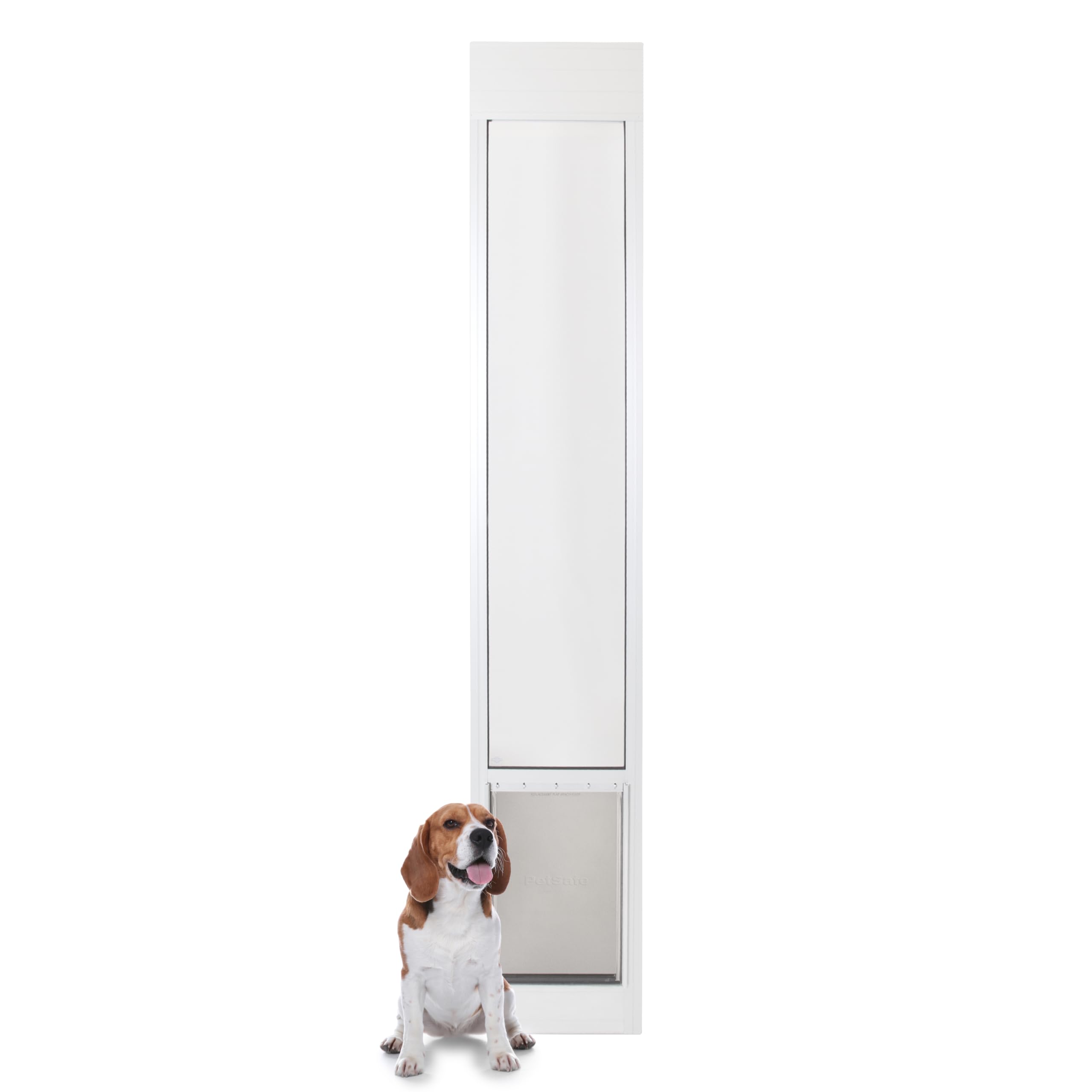 PetSafe Sliding Glass Pet Door - No-Cut DIY Install Doggy Door for Renters - Aluminum Frame - Adjustable Height 91 7/16" to 96" - Ideal for Large Dogs Up to 100 lb - White