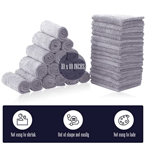 Image of 32 Pack Baby Washcloths - 10x10 Inch, Coral Fleece - Extra Absorbent and Soft Wash Clothes for Newborns, Infants and Toddlers - Suitable for Sensitive Skin and New Born - Baby Shower - Light Grey