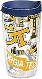 Tervis 1271137 Georgia Tech Yellow Jackets All Over Tumbler with Wrap and Navy Lid 16oz, Clear