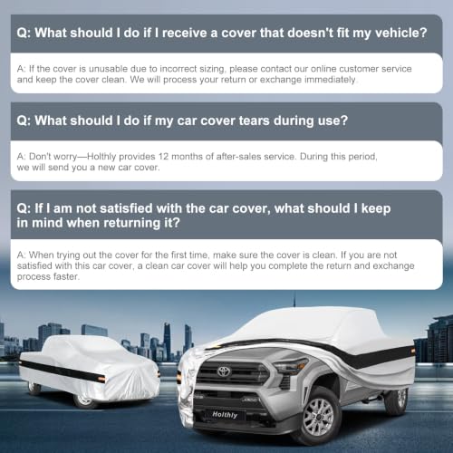 Image of 10 Layers Truck Cover Waterproof All Weather Custom Fit Toyota Tacoma(1995-2026) Xtra /Access /Double Cab Short Bed, Outdoor Full Exterior Pickup Car Cover Sun Rain Snow Ice Protection. Sliver
