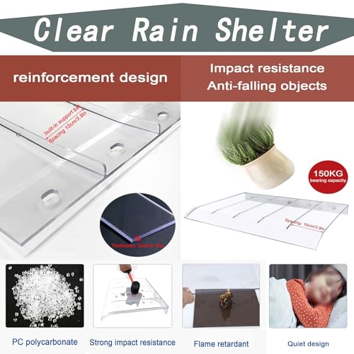 Auvent extérieur en polycarbonate transparent rigide et durable