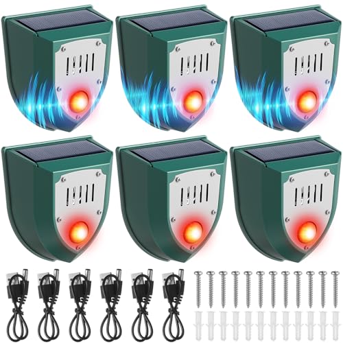 Détecteur de mouvement solaire 129 dB et flash stroboscopique pour jardin | Lot de 6