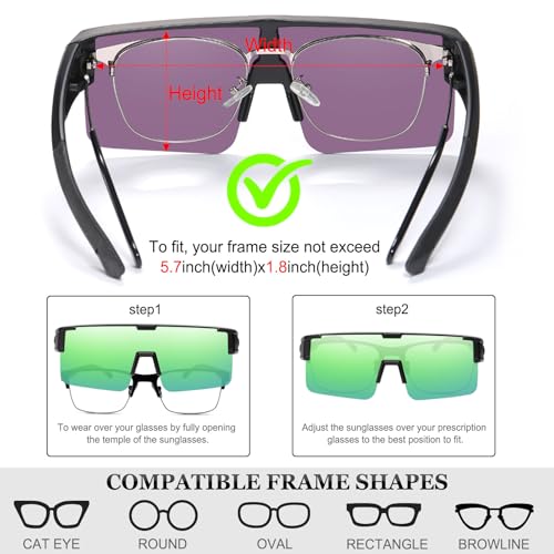 Image of HAOLOTA Fit Over Glasses Sunglasses for Men, Wrap Around Sunglasses for Driving Cycling Outdoors UV Protection