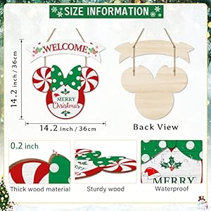 CIOEY Christmas Door Decor Mouse Welcome Door Sign, 2 Panels Wood Hanging Sign, Merry Christmas Decorations for Home Wall Christmas Party Supplies, Peppermint Decorative Home Porch Plaques CIOEY Christmas Door Decor Mouse Welcome Door Sign 2 Panels Wood Hanging Sign Merry Christmas Decorations for Home Wall Christmas Party Supplies Peppermint Decorative Home Porch Plaques