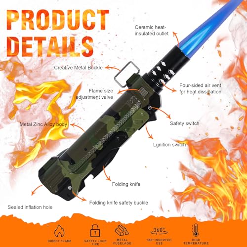 Encendedor de llama turbo recargable camuflado miniatura 2