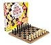Regal Games - Reversible Wooden Board for Chess, Checkers & Tic-Tac-Toe - 24 Interlocking Wooden Checkers and 32 Standard Chess Pieces - for Age 8 to Adult for Family Fun