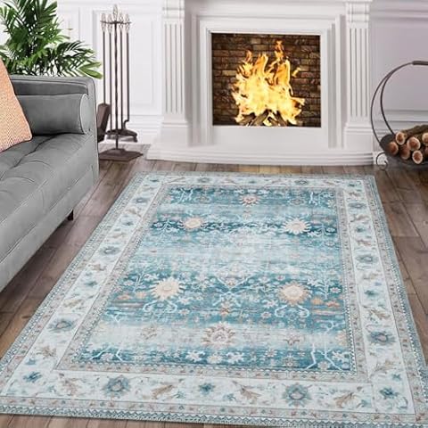 NANAN Area Rug 9x12 Boho Rug Traditional Carpet for Living Room, Bedroom Rug Non Slip Washable Rug for Indoor Floor Farmhouse Decor Cover