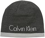 Calvin Klein Men's Reversible Logo Beanie with Contrast Edge, Charcoal, One Size