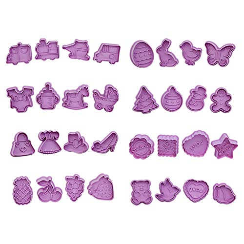 heling896 Cortadores Galletas, 32 Piezas Animal Heart Car Biscuit Cutter Molds Set, DIY Herramientas para Hornear De Acero Inoxidable Accesorios Cortadores De Frutas con Dulces, Fondant, Donut