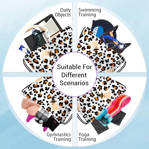 Image of Brown Leopard Ghost Grip Bag for Gymnasts Lightweight Gymnastics Grip Bag Holiday Party Pouch