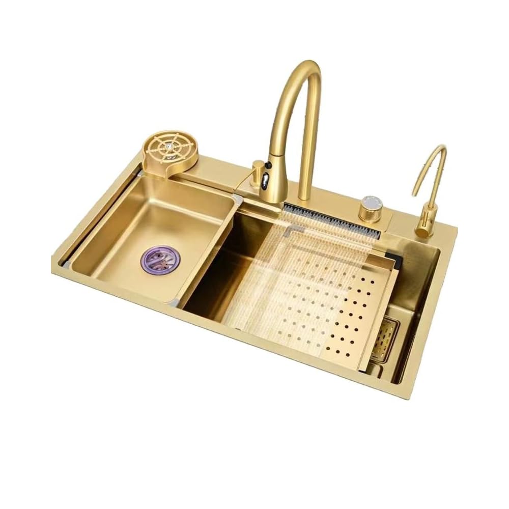 See full amazon price history chart for ZAP Elixir Waterfall Series Golden Kitchen Sink Size 30 x18 - Stainless Steel ZAP Elixir Waterfall Series Golden Kitchen Sink Size 30 x18 - Stainless Steel (B0CWHD8BYF) Amazon Price History, Amazon Price Tracker