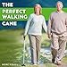 HONEYBULL Walking Cane for Men & Women Foldable, Adjustable, Heavy Duty, Free Standing, All Terrain, Collapsible Walking Sticks for Seniors & Adults (Silver)