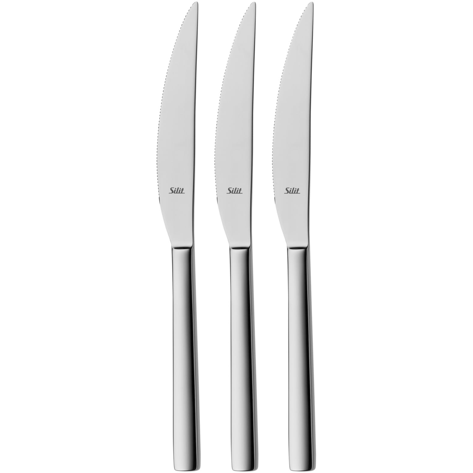 Silit Trend Steakbestekset, 2-delig, 23,2 cm, steakmes, bestek 1 persoon, lemmetstaal roestvrij met gekartelde rand, gesmeed mes, duurzaam, krasbestendig, vaatwasmachinebestendig