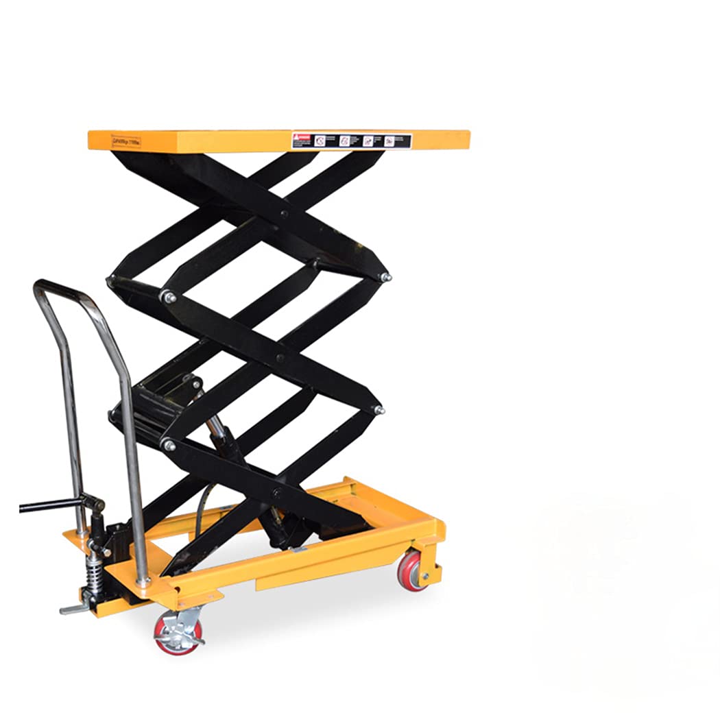 Plataforma de elevación hidráulica de tijera manual, carros de transporte de material móvil, 500 kg, rueda fija de 360 grados (905 mm x 500 mm x 2000 mm)