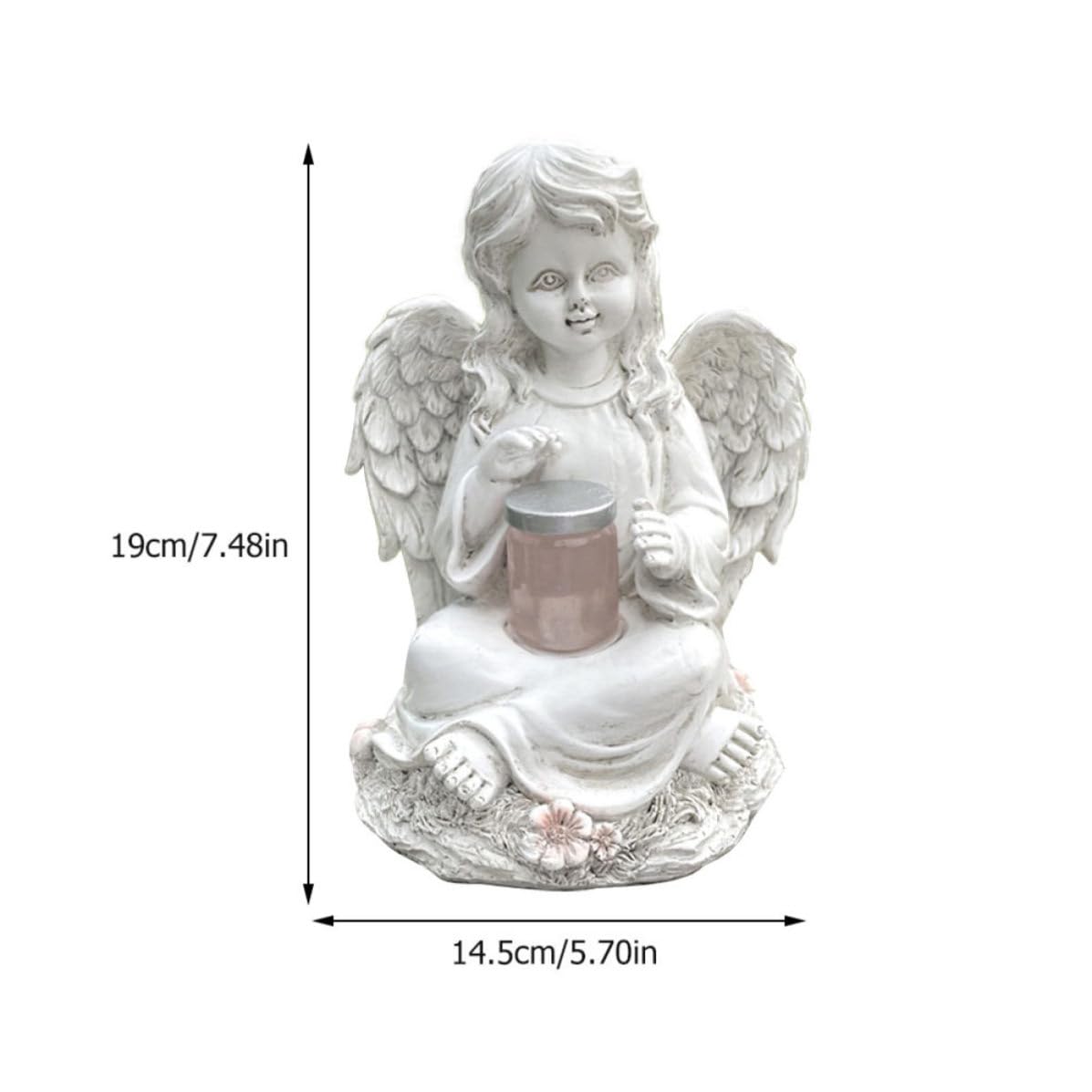 HEMOTON Statua Angelo Solare in Resina, Decorazione Creativa per Esterni