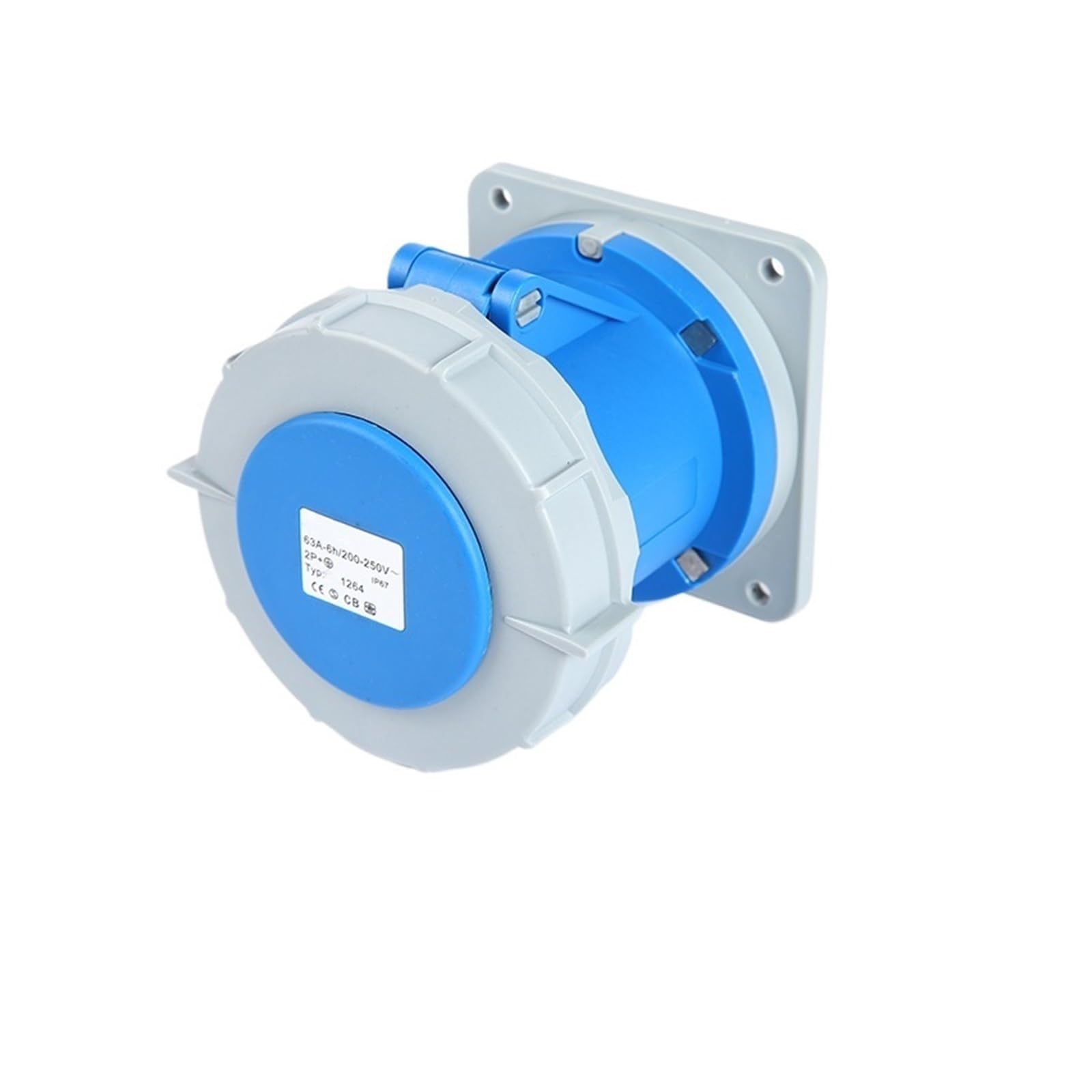 Connecteur industriel IP67 triphasé 125A 3P pour socle fixe droit