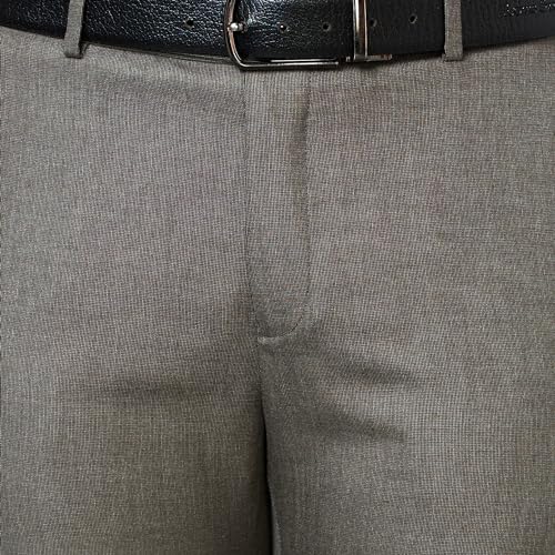 Image of Raymond Men Slim Fit Solid Pattern Poly Viscose Blend Flat Front Formal Trouser