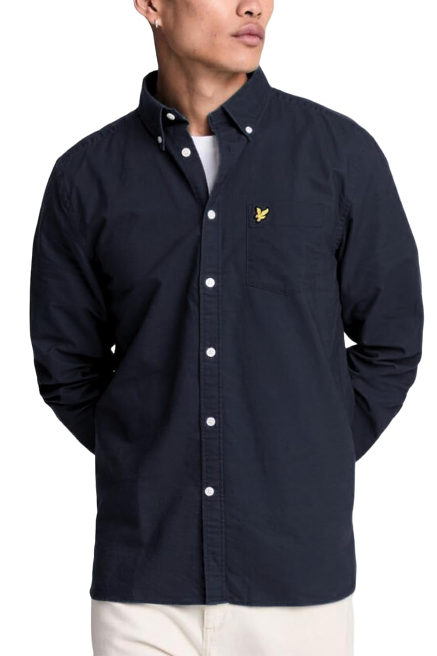 Lyle and Scott   Cotton Oxford Shirt In Dark Navy, Men's Size XXL