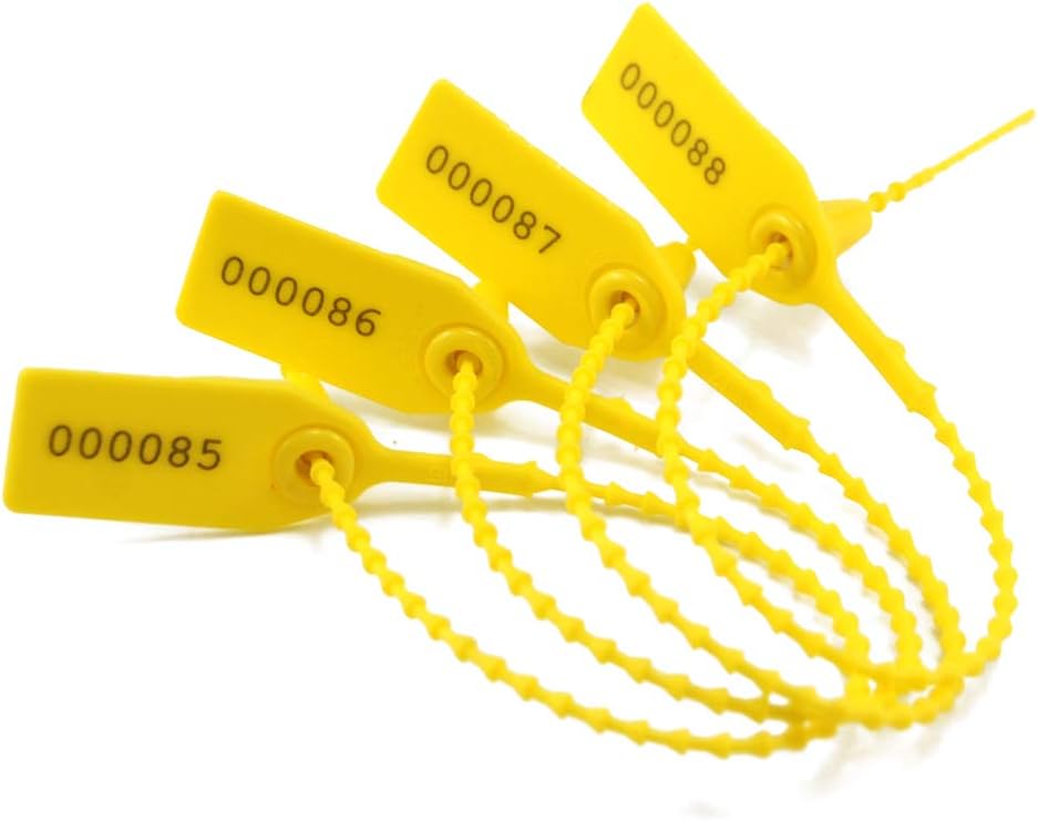 Leadseals(R) 1000 Plastic Tamper Seals, Zip Ties for Fire Extinguishers Pull Tite Security Tags Numbered Disposable Self-Locking Tie 250mm Length (Yellow) - Image 7
