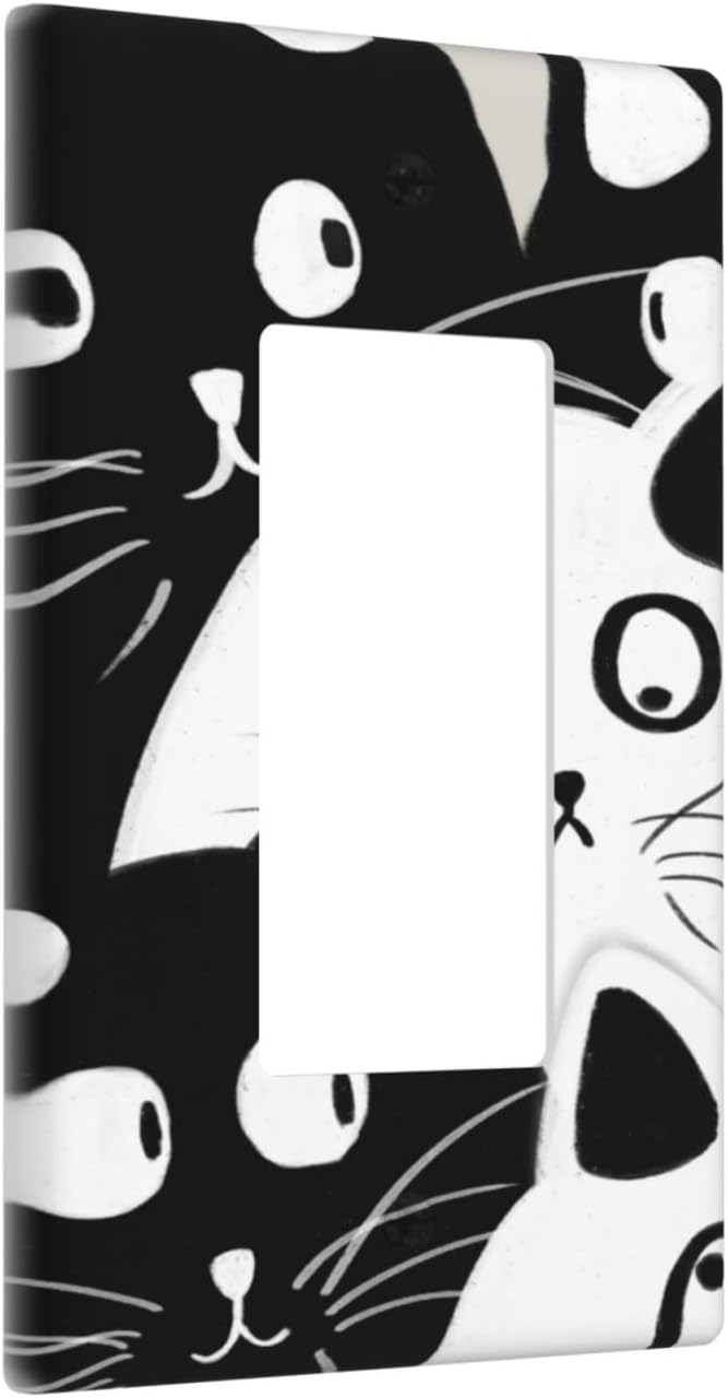 Funny Cat Single Rocker Light Switch Cover Plate Decorative Wall Plates, 1 Gang Switch Plates And Outlet Covers 2.7"" X 4.4"" For Bedroom Bathroom Kitchen Home Decor, 11564