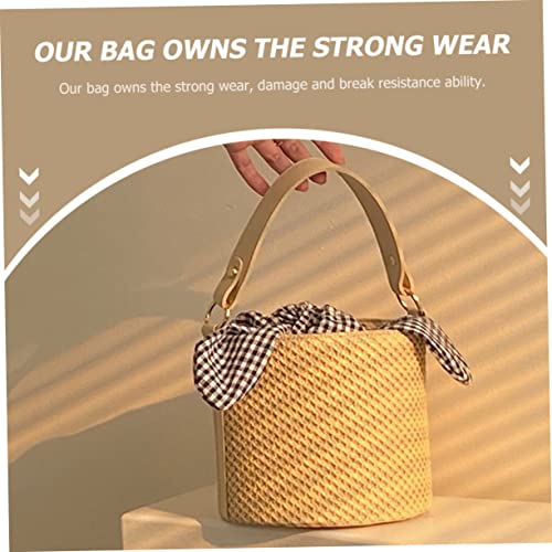 Bolso de cubo tejido para mujer estilo tote cruzado miniatura 5