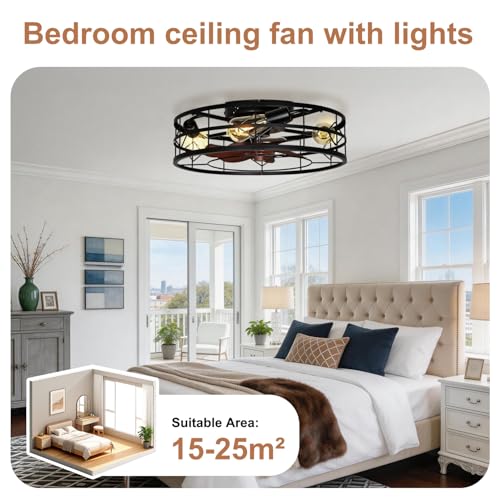 TCL 24" Black Caged Low Profile Ceiling Fans with Lights & Remote - image 6