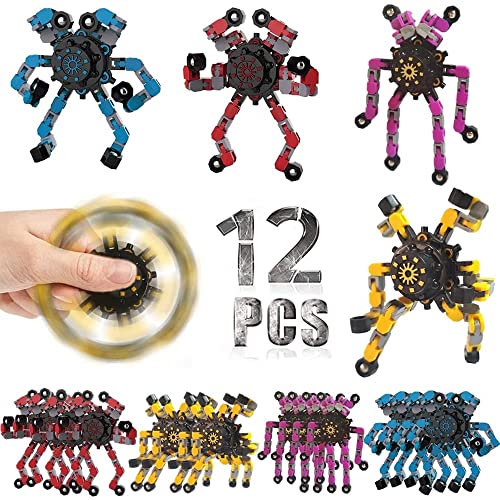 12 Pcs Transformable Fidget Spinners for Kids and Adults Stress Relief Sensory Toys for Boys and Girls Fingertip Gyros for Party Favors Goodie Bag Stuffers for Kids,Classroom Prize Stocking Stuffers by nongkaka - Used condition - US$10.38