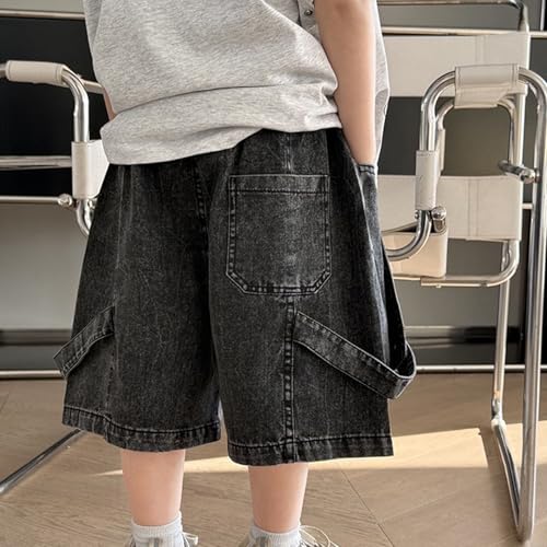 Pantalones cortos con diseño único de patchwork estilo denim holgado infantil 7