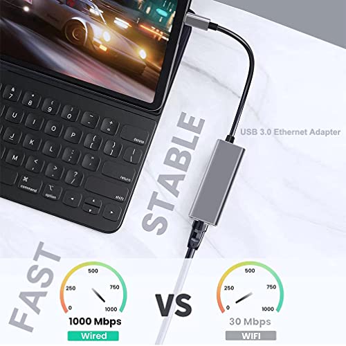 Image of DTECH 3 Port USB to Ethernet Adapter USB 3.0 Hub 10 /100 /1000 mbps Gigabit Wired Network Cable Converter for Laptop Notebook Desktop Computer Keyboard Router Modem Internet