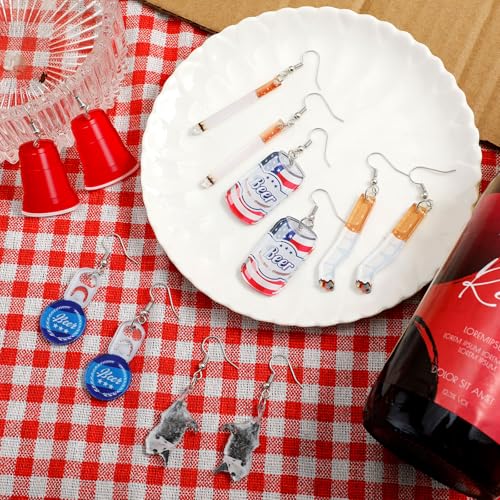 Sureio 8 Pairs Hillbilly Bash Earrings Funny Possum Acrylic Dangling Jewelry Tacky Trailer Park Party Trash Bash Attire Halloween Country Costume2