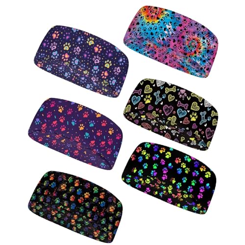 Image of Forchrinse Sunflower with Text Print 6Pieces Sport Sweatband Headband for Soft Elasitc Headband Hair Bands Unisex Outdoor Sport Headbands