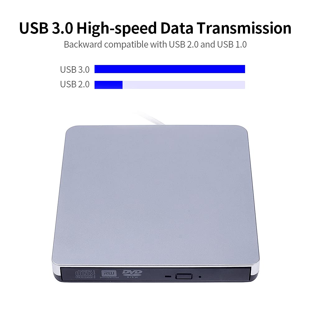 USB 3.0 Unità ottica esterna ultrasottile CD-RW Unità di scrittura DVD-RW Lettore CD/DVD Registratore DVD portatile per Windows/OS,Registratore DVD