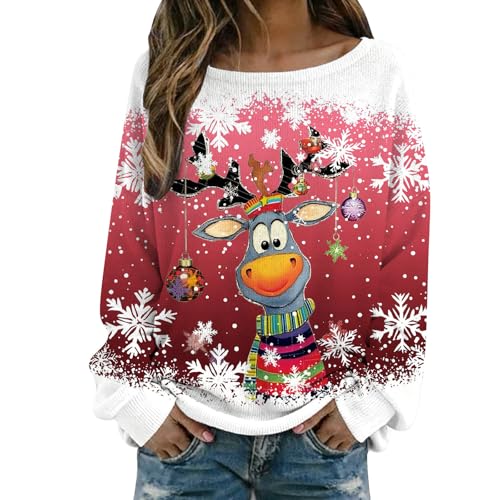 Generisch Damen Weihnachtspullover mit Elch-Motiv und Farbverlauf -...