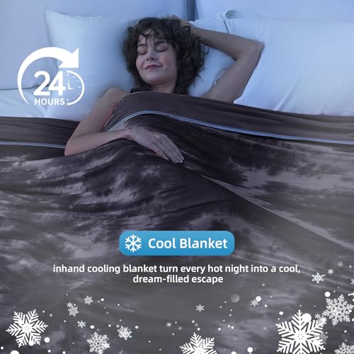 Image of inhand Cooling Throw Blanket (50 inchx60 inch), Cooling Blankets for Hot Sleepers, Absorbs Heat to Keep Adults Cool for Summer Nights Sweats, Thin Cold Lightweight Blanket for Couch Bed, Black