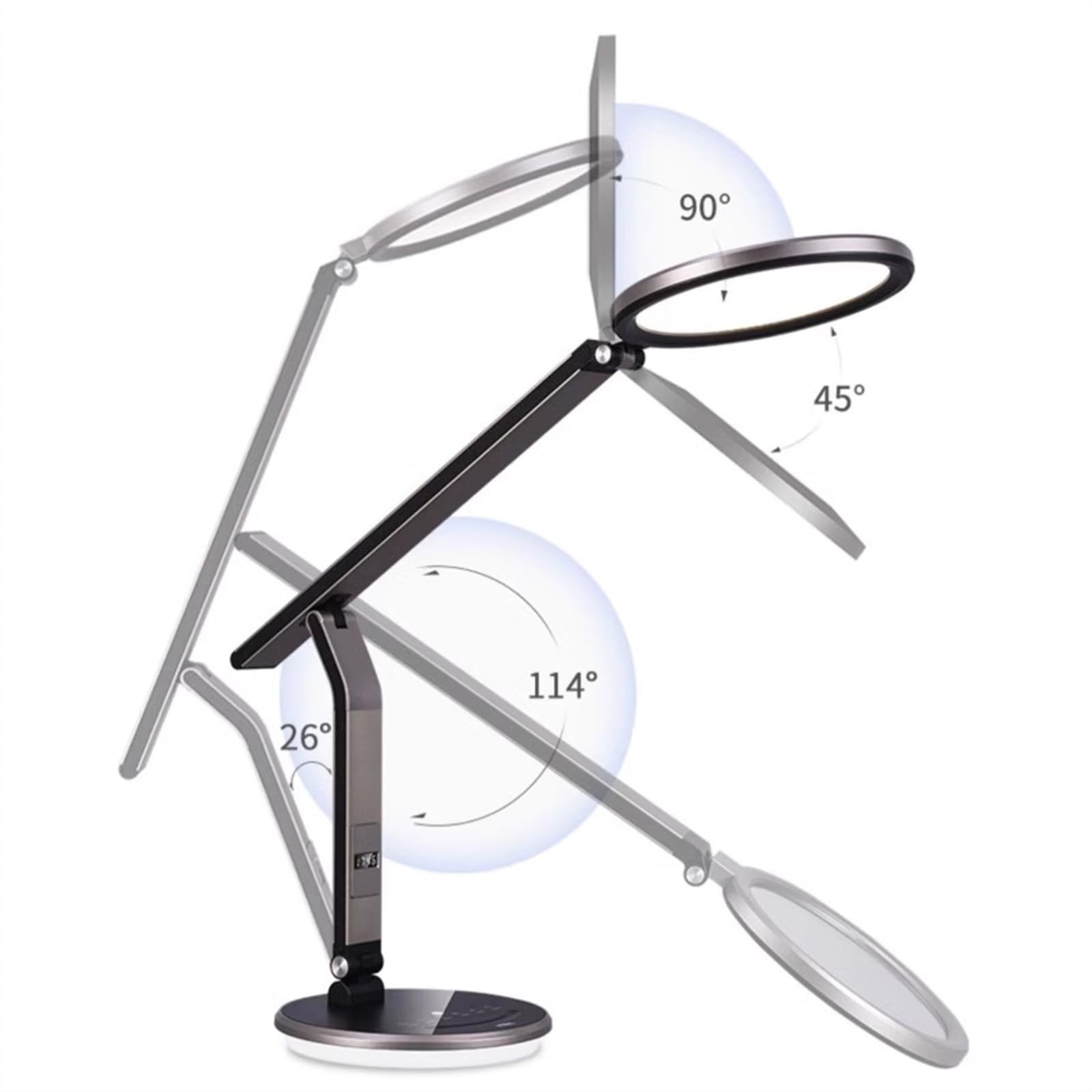 Lamps Lampada da tavolo LED con orologio digitale LCD, lampada dimmerabile intelligente, protezione degli occhi, controllo tattile 24 W, colore luce variabile, timer 5/25 min, luce notturna Desk Lamp