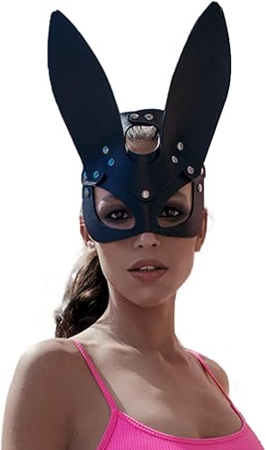 Máscaras de cuero para mujeres máscara de conejo máscara de cuero de conejo y gato máscara para fiesta de mascarada máscara de media cara para