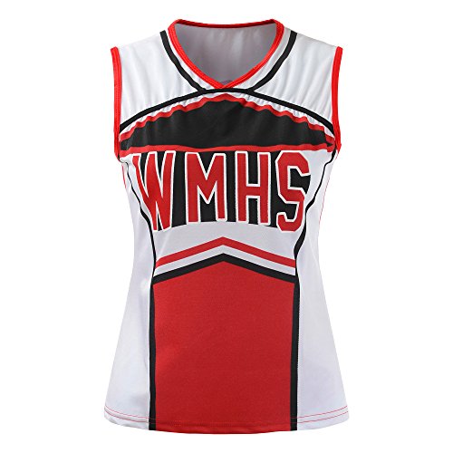 OurLore Women\'s High School Musical Cheerio Classic Cheerleader Athletic Sport Uniform Fancy Dress (Red, US 10-12) - Thumbnail 3