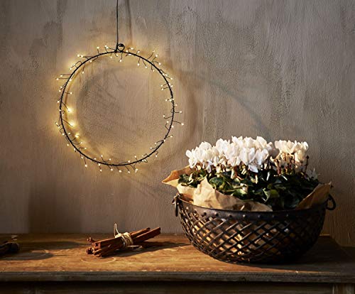 netproshop 80 LED Lichterkranz, Ø ca. 30 cm, Batteriebetrieb m Timer Indoor, warmweiß Cover